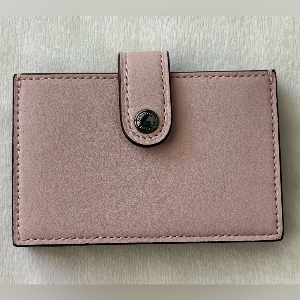 Coach accordion cardholder light ice pink with snap close